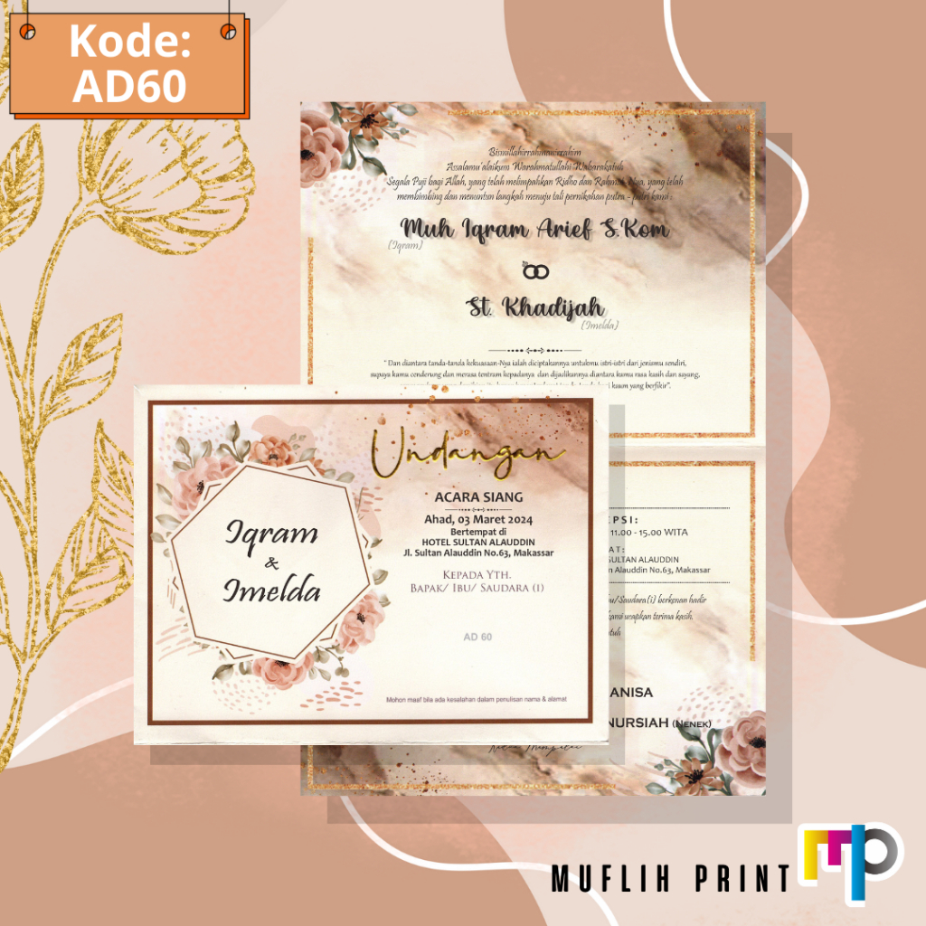 Blangko Undangan Pernikahan Kosong Murah + Amplop Undangan AD60