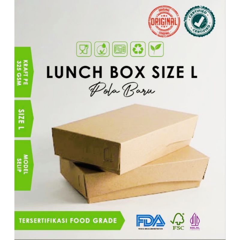 Box Ayam geprek fried chicken Paper Lunch Box Kraft Size L Paper box makanan / Size L / laminasi 325