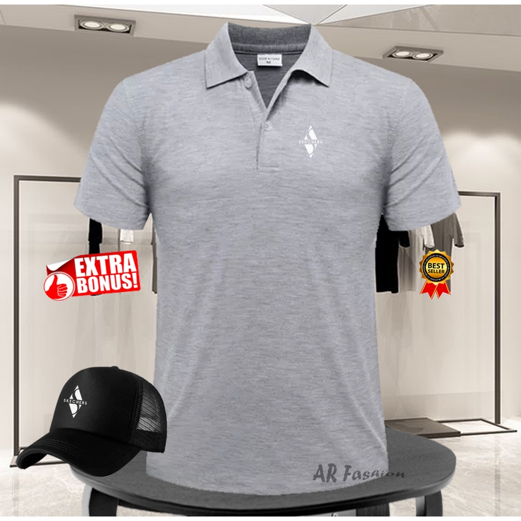 TERKERENKAOS POLO SHIRT PRIA/WANITA KAOS POLO IMPORT POLO SKECHERS TEKS PUTIH KAOS POLO ORIGINAL QUA