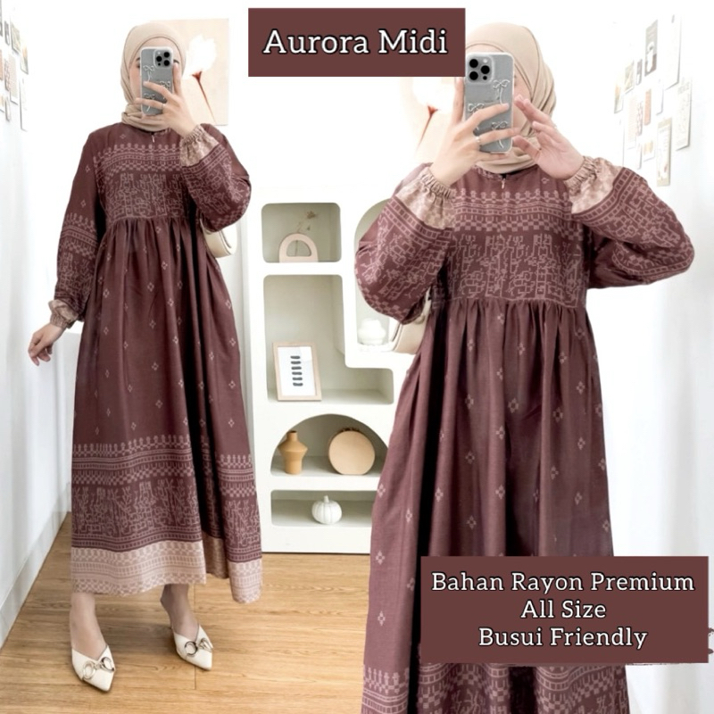 MIDI DRESS WANITA RAYON  / GAMIS RAYON ADEM BUMIL BUSUI FRIENDLY JUMBO-2