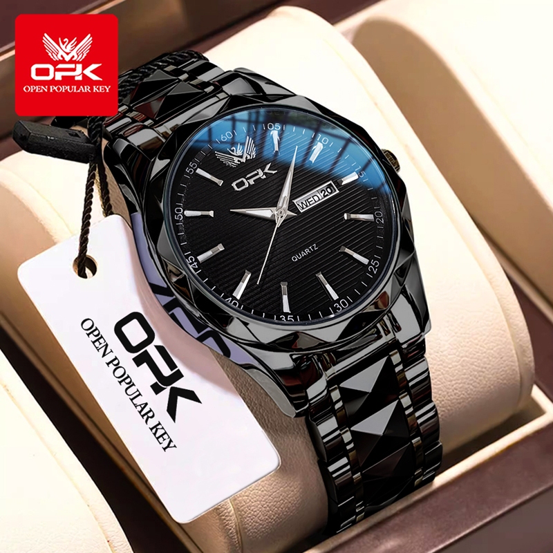 Diskon Opk Jam Tangan Pria Anti Air Original Stainless Steel Bisnis Kalender Analog Date Hitam