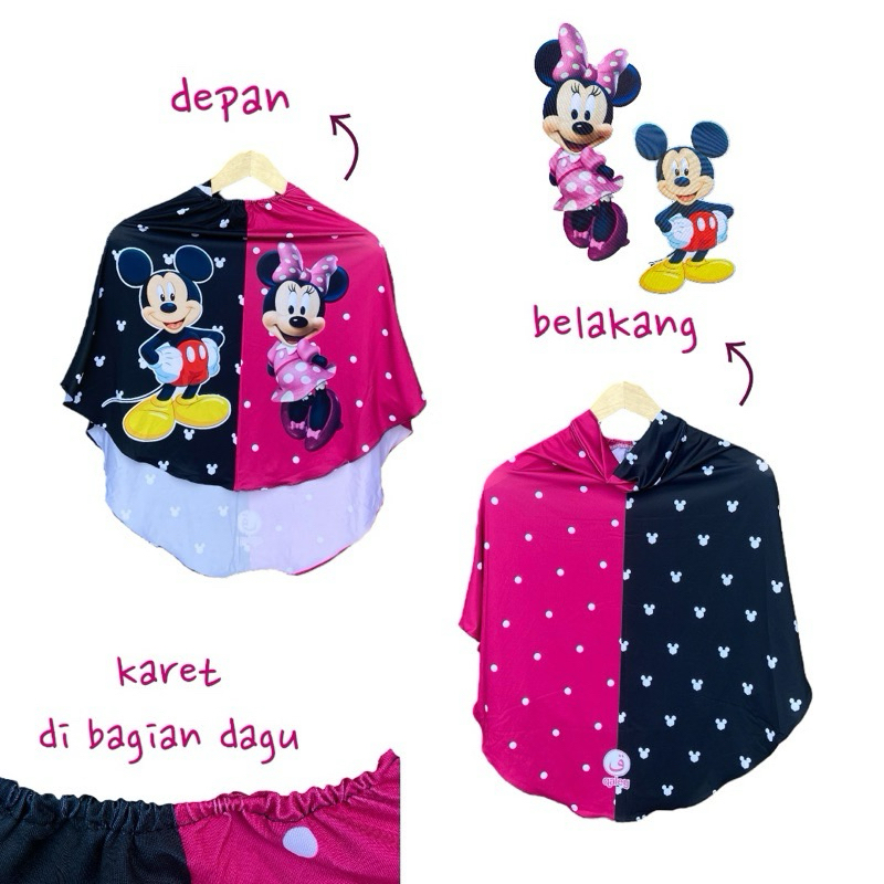 BERGO PRINTING INSTAN ANAK MOTIF MICKEY MINNIE / HIJAB INSTAN ANAK / HIJAB KARAKTER LUCU