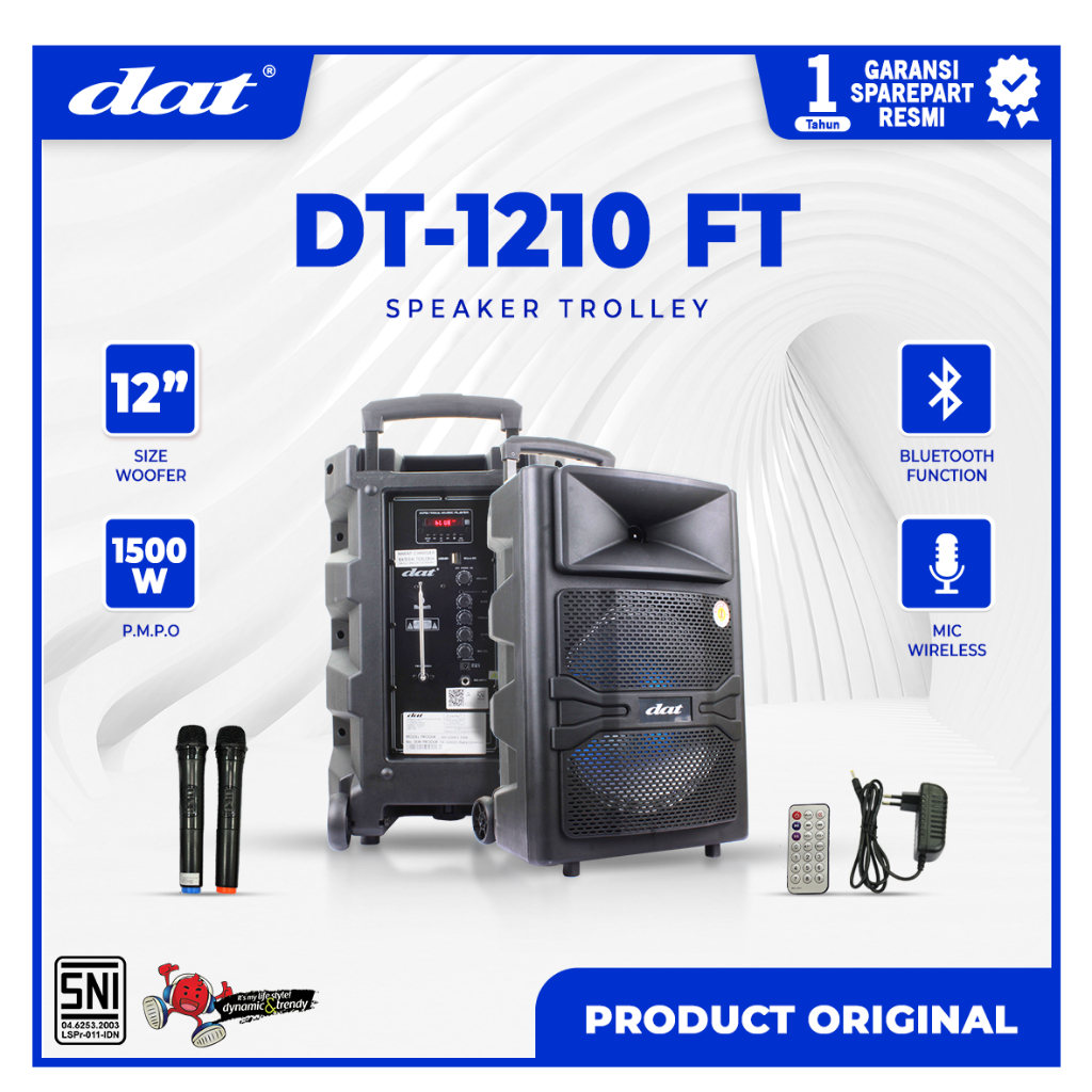 DAT Speaker DT 1210 Trolley 12 Inch Bluetooth Mic