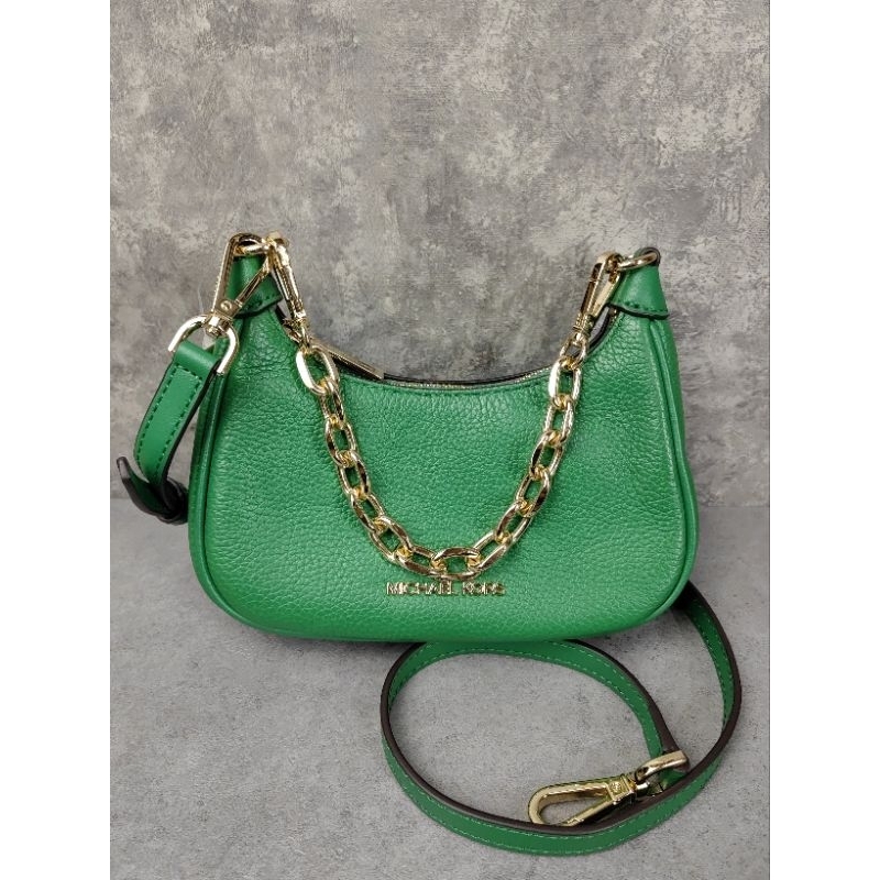 MK Cora Mini Zip Pouchette Green