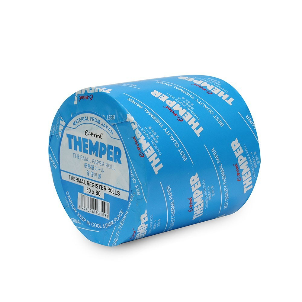 

THERMAL E-PRINT / KERTAS RESI KASIR / KERTAS ROLL KASIR / KERTAS STRUK KASIR / THEMPER / THERMAL PAPER 8080 / 80 X 80 MM E-PRINT CORELESS / TANPA CORE