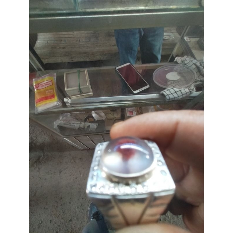 Yakut Merah bergiwang ring perak murni tempahan