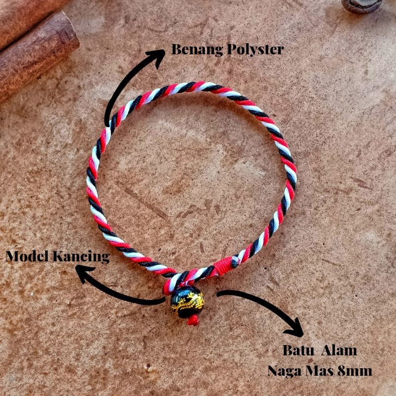 Gelang Tridatu Kancing Naga Mas / Gelang Tridatu  Asli Bali / Gelang Tridatu original