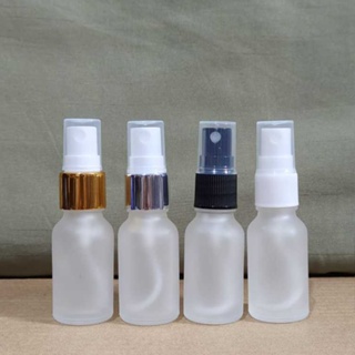 (MINIMAL 20PCS) Botol Spray Kaca 15ml Frosted / Botol Kaca 15ml Tutup Spray Metal Gold Silver / Boto