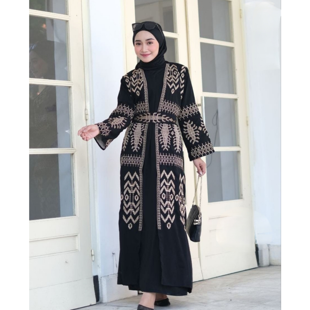 GAMIS ABAYA WANITA ARAB HITAM AZZA PREMIUM QUALITY BEST SELLER DUBAI ARAB MESIR TURKEY