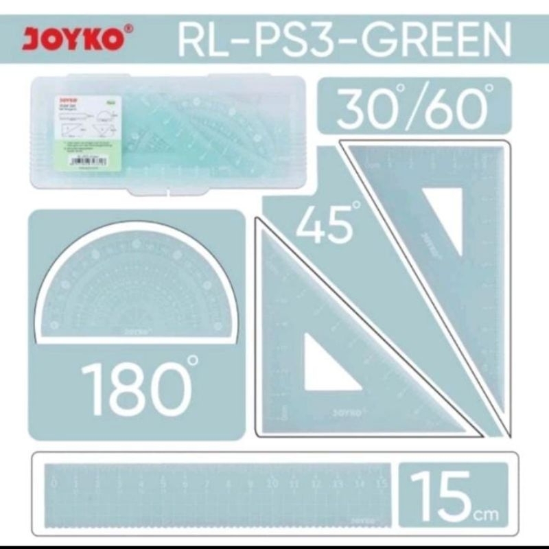 

penggaris set joyko rlRuler Penggaris Joyko RL-PS3 1 Set 4 Pcs