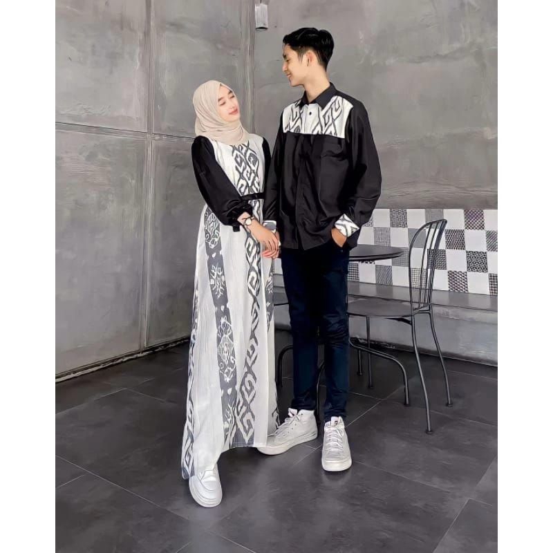 couple tenun pasangan - couple tenun - couple mewah lebaran - baju kondangan couple pasangan - gamis