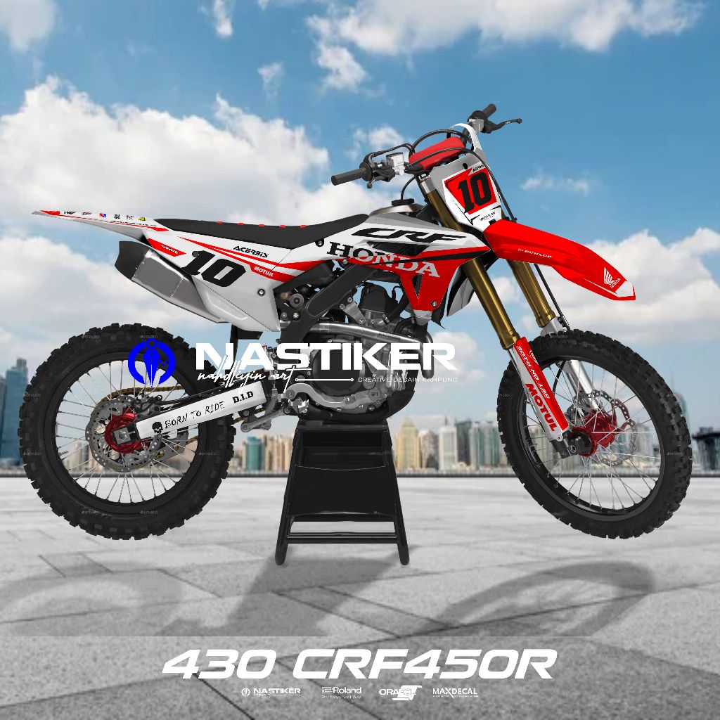 Decal CRF 450R ABU-ABU MERAH - stiker decal crf450r bisa reques desain