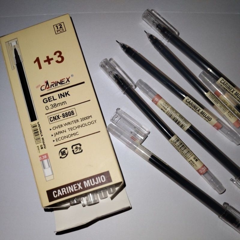 

PULPEN CARINEX MUJIO CNX-8808 (12PCS) TERMURAH / BLP GEL 0.38mm / PEN GEL