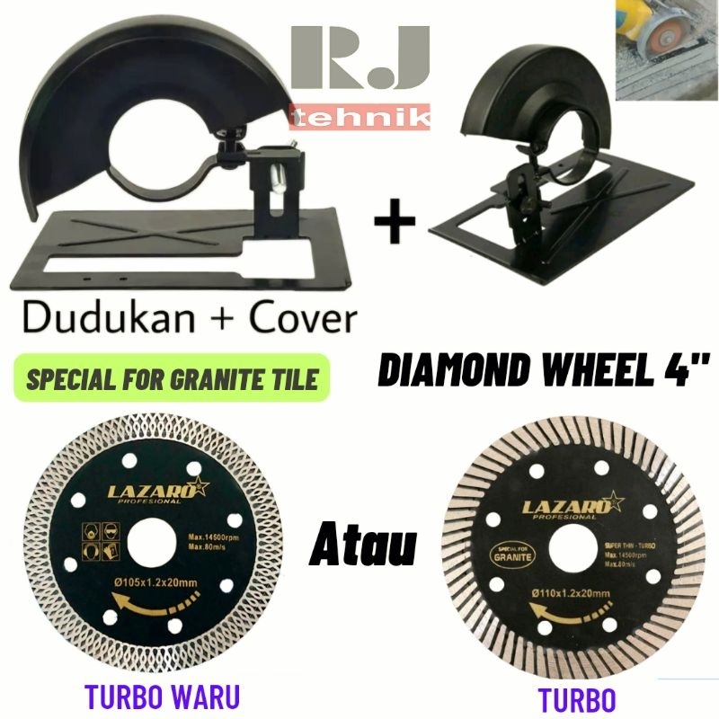 Dudukan Adaptor Braket Gerinda Meja Marble Cutter Mini Potong Granit Keramik + Mata Pisau Granit Dia