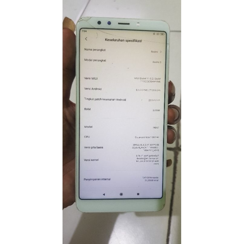 mesin xiaomi redmi 5 rosy 3/32 normal bergaransi
