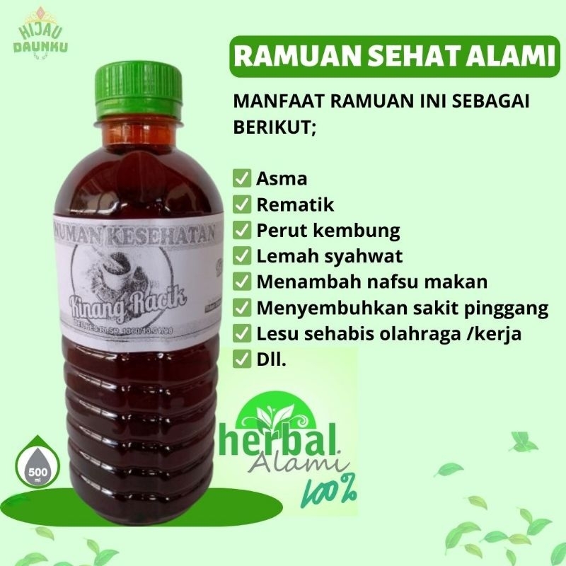 

Ramuan Tradisional Alami Kinang Racik Asli Madura 500ml Untuk Kesehatan Tubuh