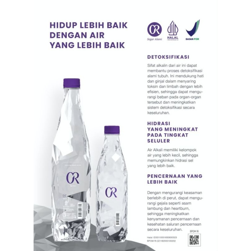 Air Mineral Alkaline OR 600 ML 1 Dus = 12 Botol