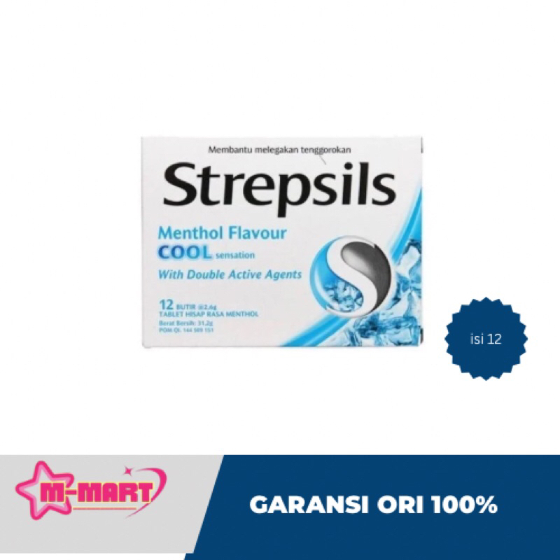 

Strepsils lozenges COOL permen sakit tenggorokan / batuk gatal isi 12