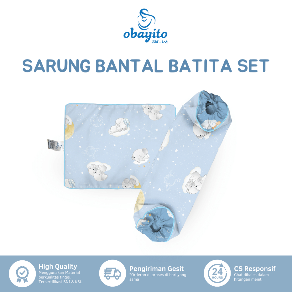 Obayito Sarung Bantal Batita set isi 2 Bahan Katun Satin Jepang Terbaik