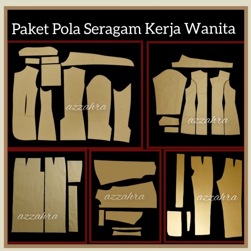 Pola Paket Kerja Wanita (blazer,blus dinas,rok span,celana wanita,kemeja tunik) pola instan