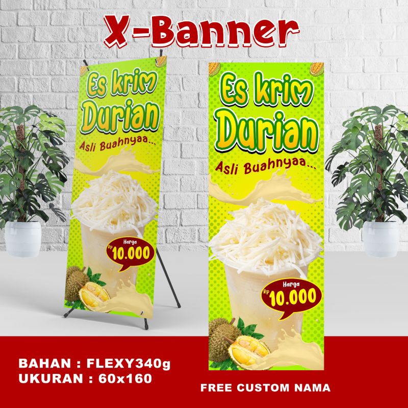 Spanduk Banner Es Durian Es Krim Durian FREE CUSTOM DESAIN