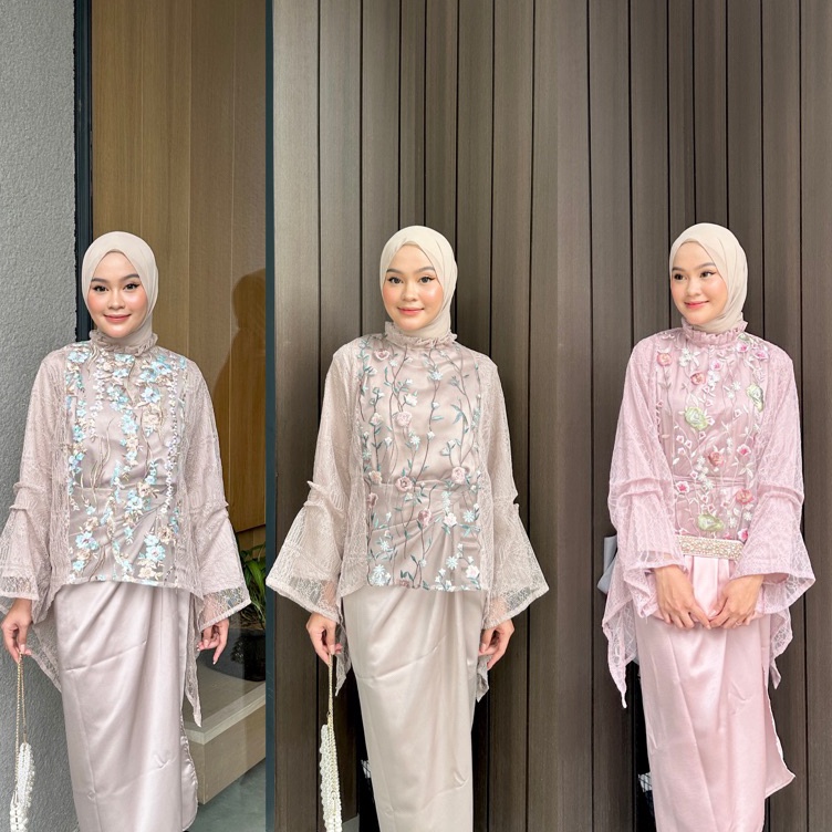 ART K3C AZZURA OUTER  TUNIC BRUKAT  OUTER TILE GARDEN  OUTFIT WISUDA  BAJU WISUDA  OUTFIT LAMARAN  O