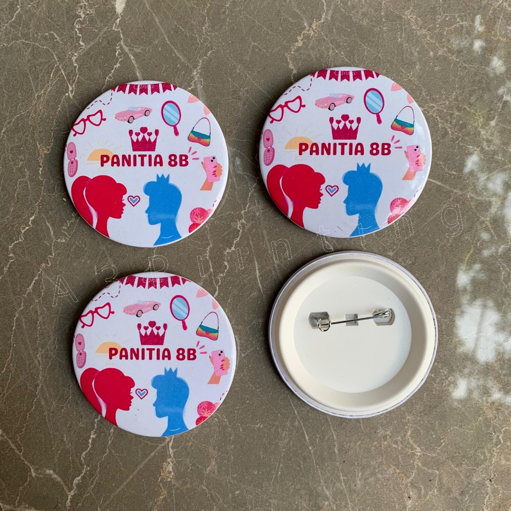 

souvenir pin peniti ukuran 58mm murah untuk promosi, kenang-kenangan, hampers, idcard