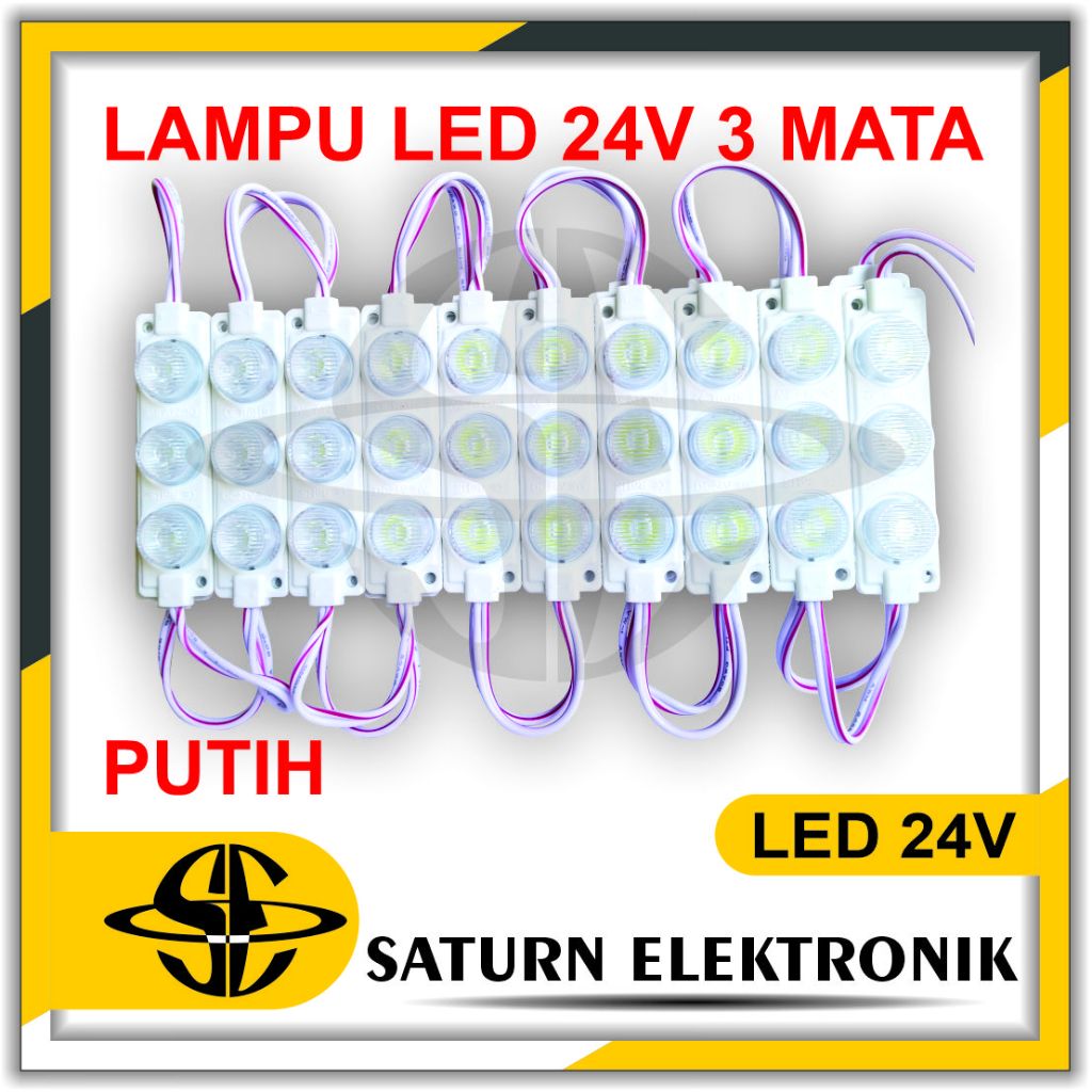 Lampu Led Modul Strip 3 Mata Besar 3 Watt 24 Volt Warna Putih