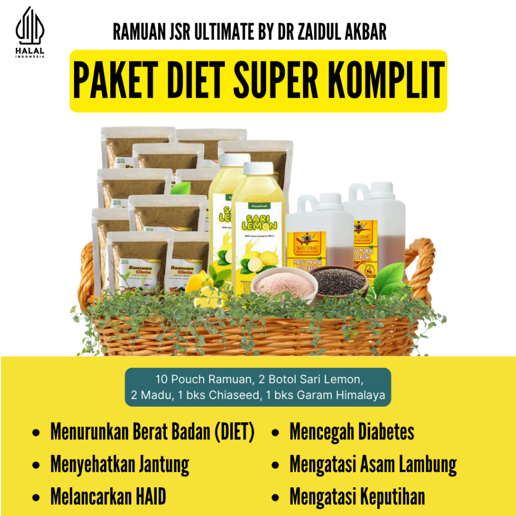 

[PAKET DIET SUPER KOMPLIT] - Ramuan JSR Ultimate - Resep By Dr. Zaidul Akbar - Bagus Untuk Diet dan Mengatasi Asam Lambung