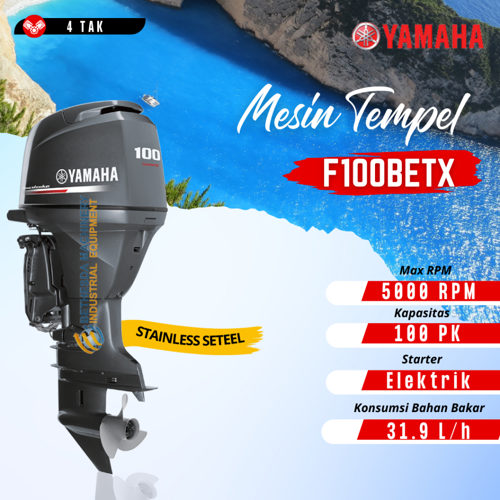 Mesin Outboard 100 Pk F100BETX Yamaha Tempel 100hp 4stroke