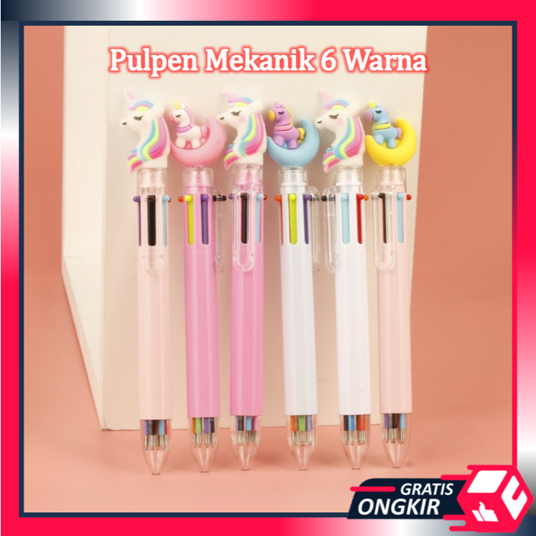 

Gratis Ongkir - S5617 Pulpen Mekanik 6 Warna Karakter Unicorn Moon / Alat Tulis Kerja Kantor Mekanik
