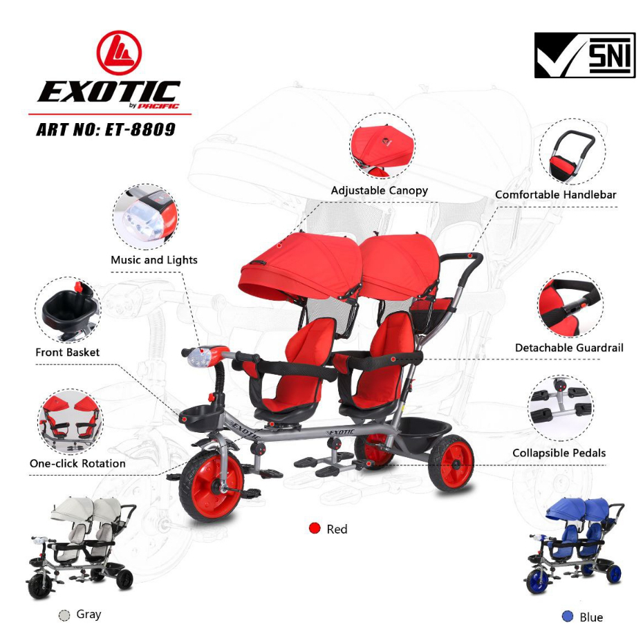 SEPEDA ANAK RODA 3 TANDEM / KEMBAR EXOTIC 8809