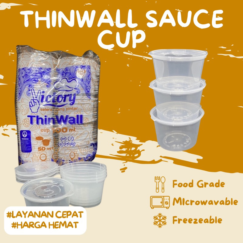 Thinwall Cup 25ml 35ml 60ml 100ml 150ml Pack Bulat Cup Sambel Cup Puding Plastik Medan