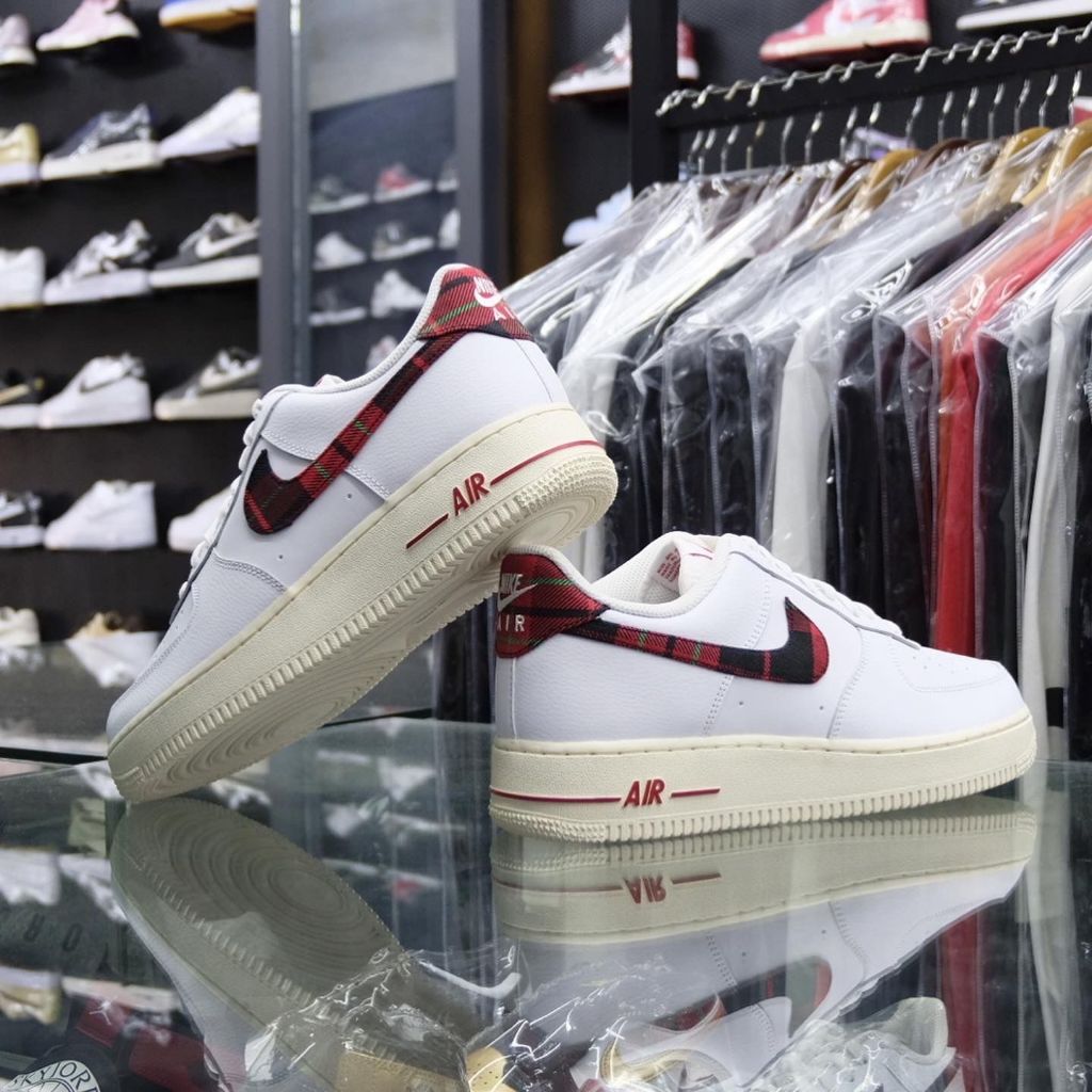 AIR FORCE 1 PLAID CREAM RED