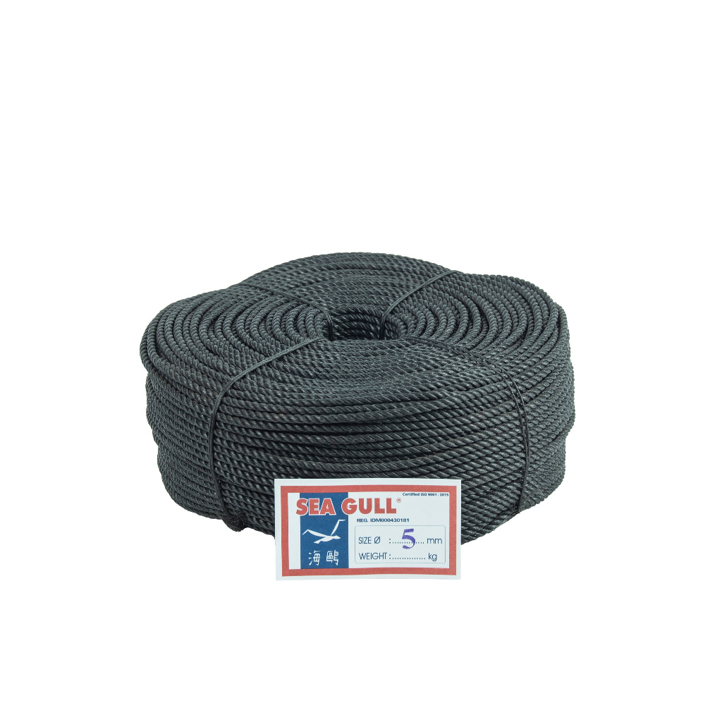 

Tali Plastik HDPE / Tali PE Polyethylene 5 mm +/- 200 Meter SEAGULL HITAM