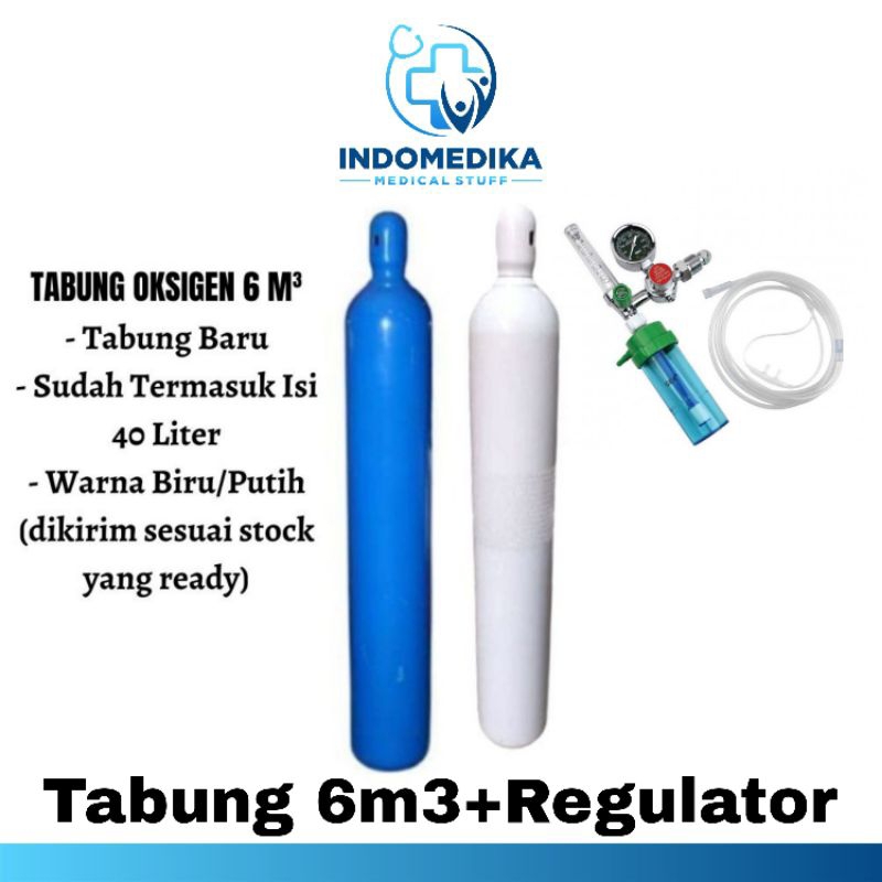 Tabung Oksigen 6m3 isi + Regulator oksigen Stdantar Medis