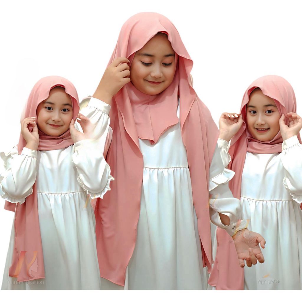 PASHMINA INSTAN INNER JERSEY OVAL NUTUP LEHER ANAK REMAJA 2in1 5 12th hijab anak SD Remaja tanggung 
