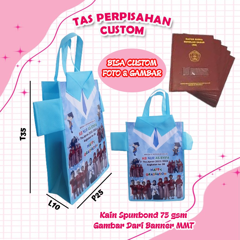 

Tas Goodie Bag Wisuda Graduation Perpisahan PAUD/TK/SD Custom Muat ijazah