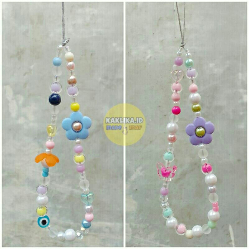 LANYARD STRAP TALI HP RANTAI TALI GANTUNG HP UNIVERSAL PENDEK MANIK PHONE STRAP KOREA STYLE