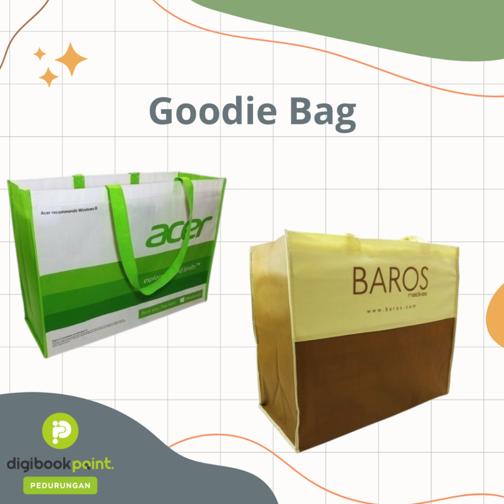 

Goodie Bag Custom Sablon Ukuran 50 x 25 x 20 cm Bahan Spundbond