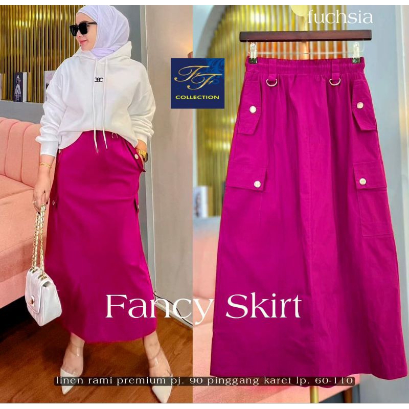 Fancy Skirt | Rok Panjang Bahan Linen Rami Premium | Linen Skirt Saku