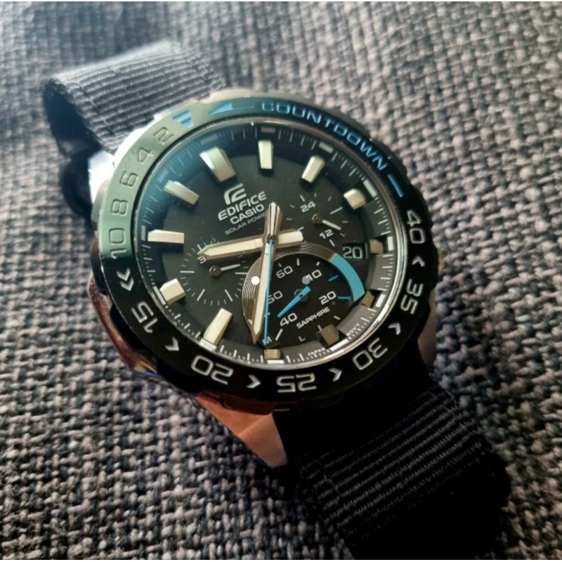 Casio Edifice EFS S550 Diver Solar Sapphire 47mm box tags strap AM no citizen seiko