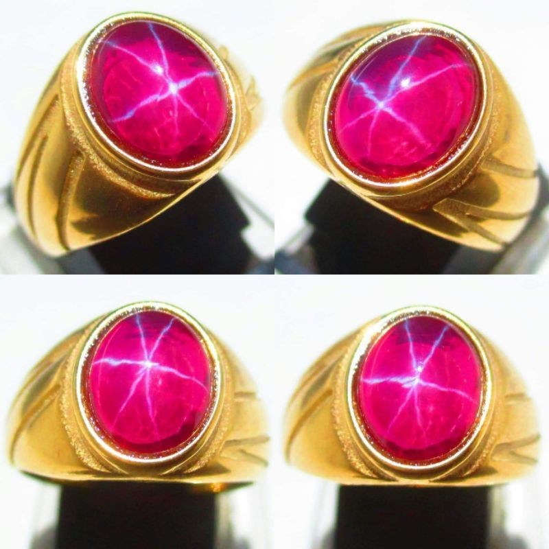 Batu Permata ruby star burma top 6 ray star tajam HQ crystal