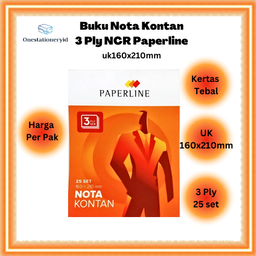 

Kertas Buku Catatan Nota Kontan Paperline Besar Uk 160 x 210mm 3 Ply / Rangkap Putih Merah Kuning per PAK 10 Buku Nota