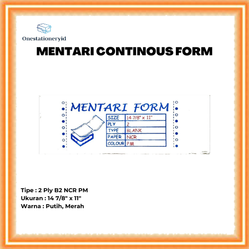 

Kertas Continuous / Continous Form 2 Ply, 2 Rangkap B2 NCR Putih Merah 14 7/8" x 11