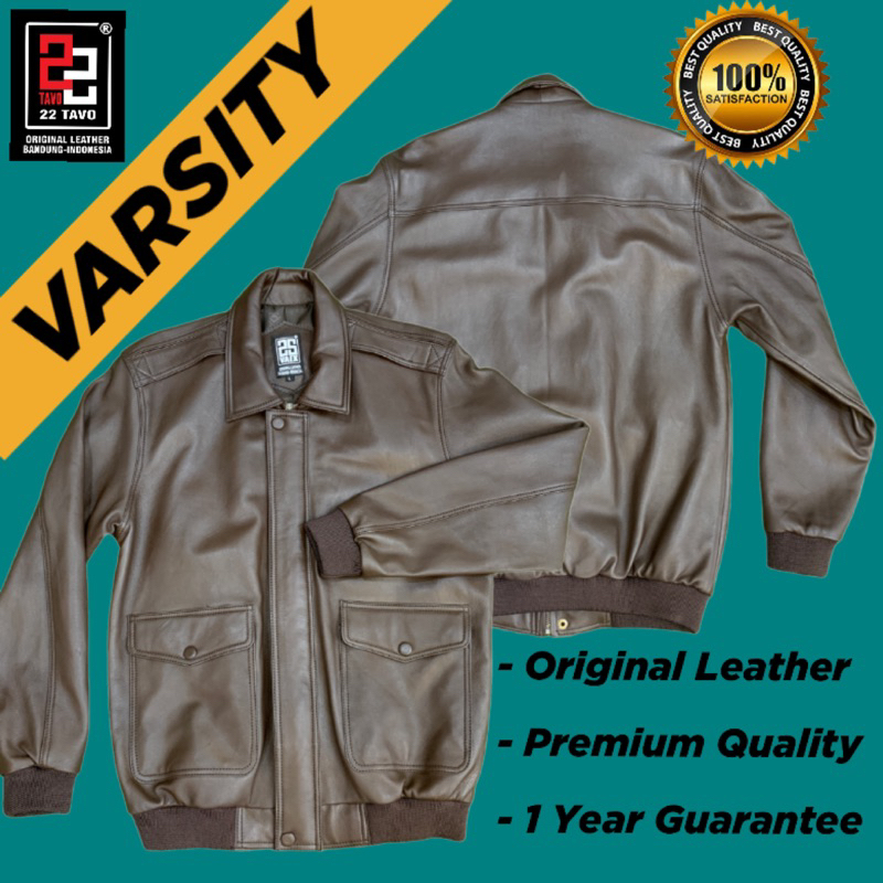 Jaket kulit model Varsity