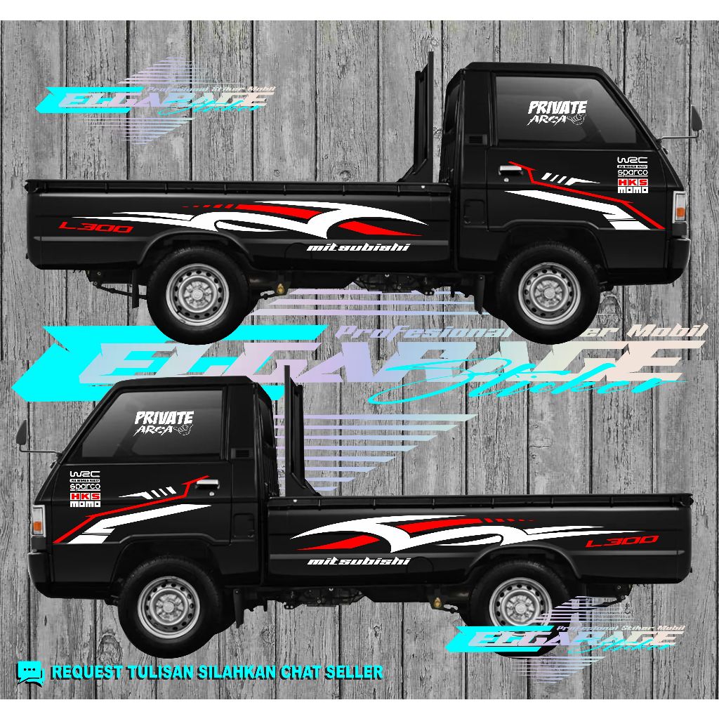 Stiker mobil pickup L300 sticker body samping mobil pickup L300 stiker mobil mitsubishi L300 terbaru