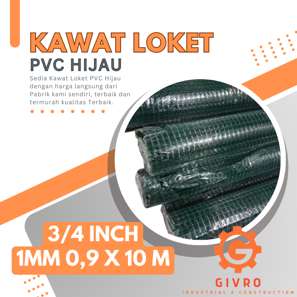 Kawat Loket PVC Hijau 3/4 Inch | Kawat Loket 1 MM 0,9 x 10 m | Kawat Loket Kandang