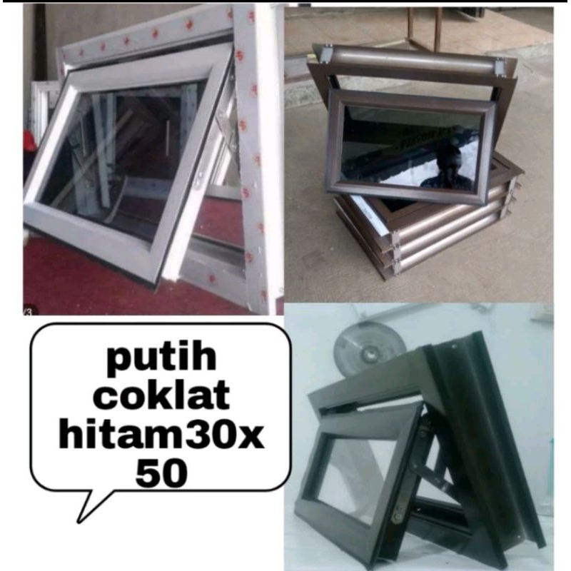 jendela aluminium 30x50 sirkulasi udara, kamar mandi, kamar tidur, ventilasi lubang angin, Free pack