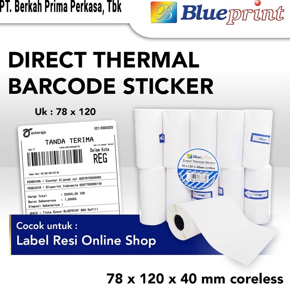 

Spesial Hari Ini Direct Thermal Sticker Portable Label Resi BLUEPRINT 78x12 mm 4mm